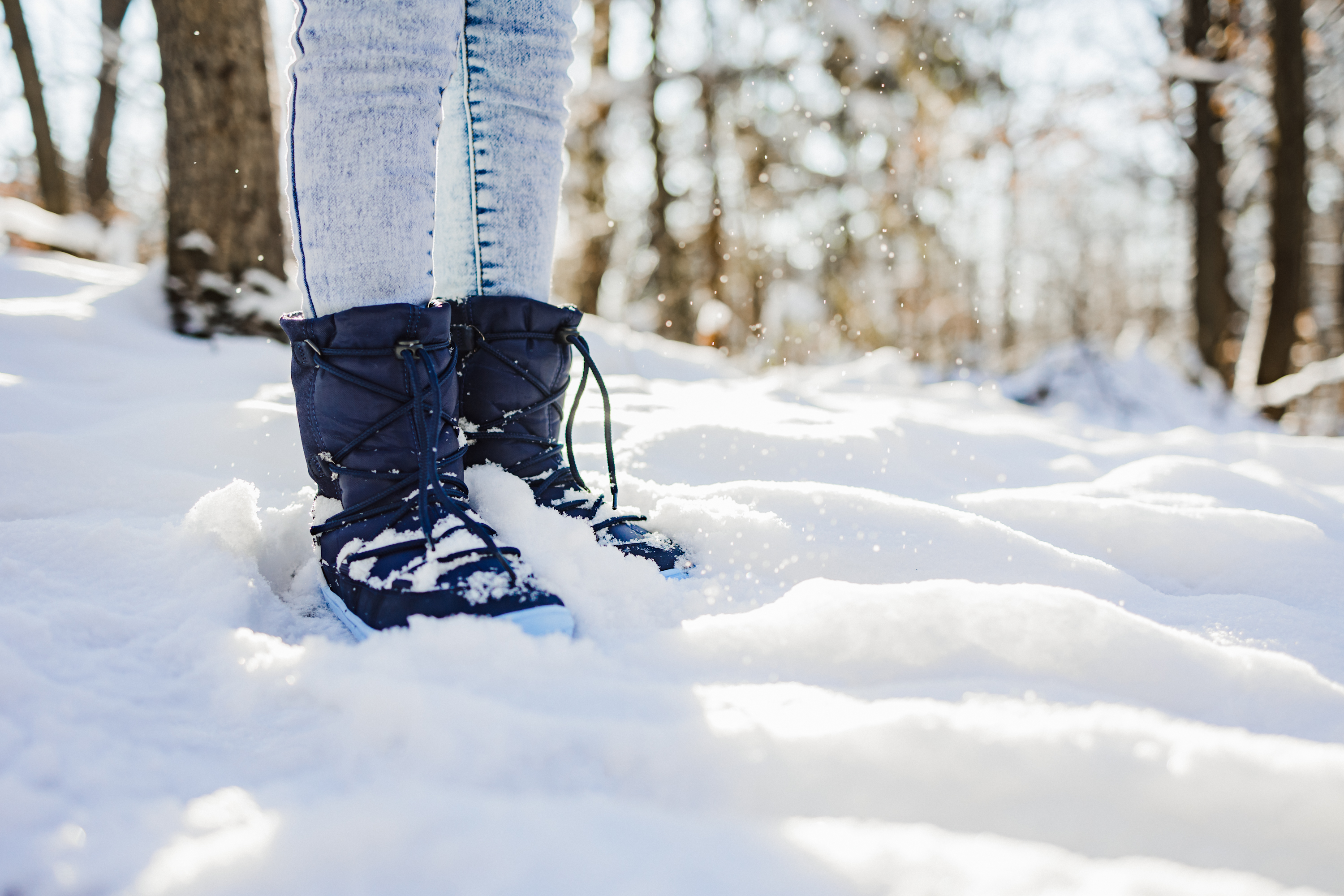 Zapatos de invierno para niño barefoot  Be Lenka Snowfox Kids 2.0 - Dark & Light Blue.