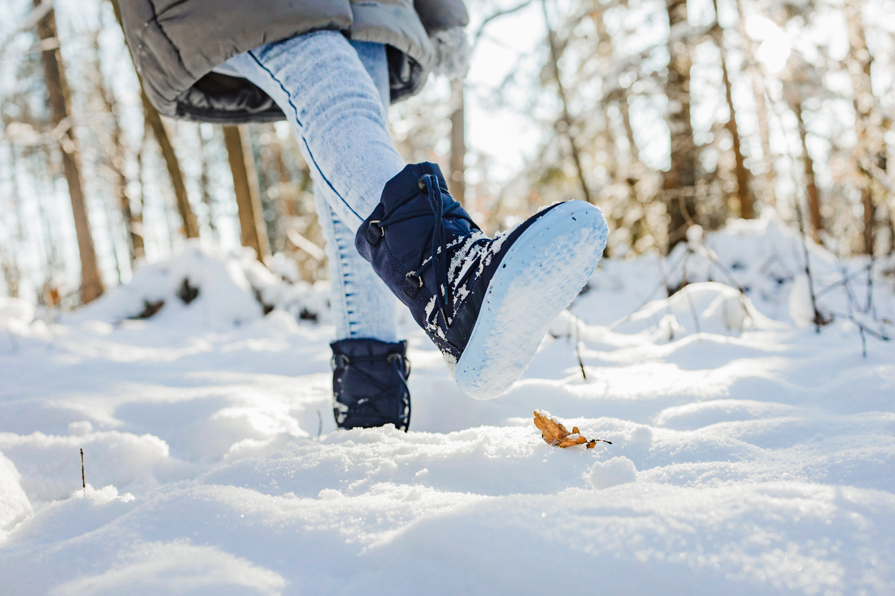 Zapatos de invierno para niño barefoot  Be Lenka Snowfox Kids 2.0 - Dark & Light Blue.