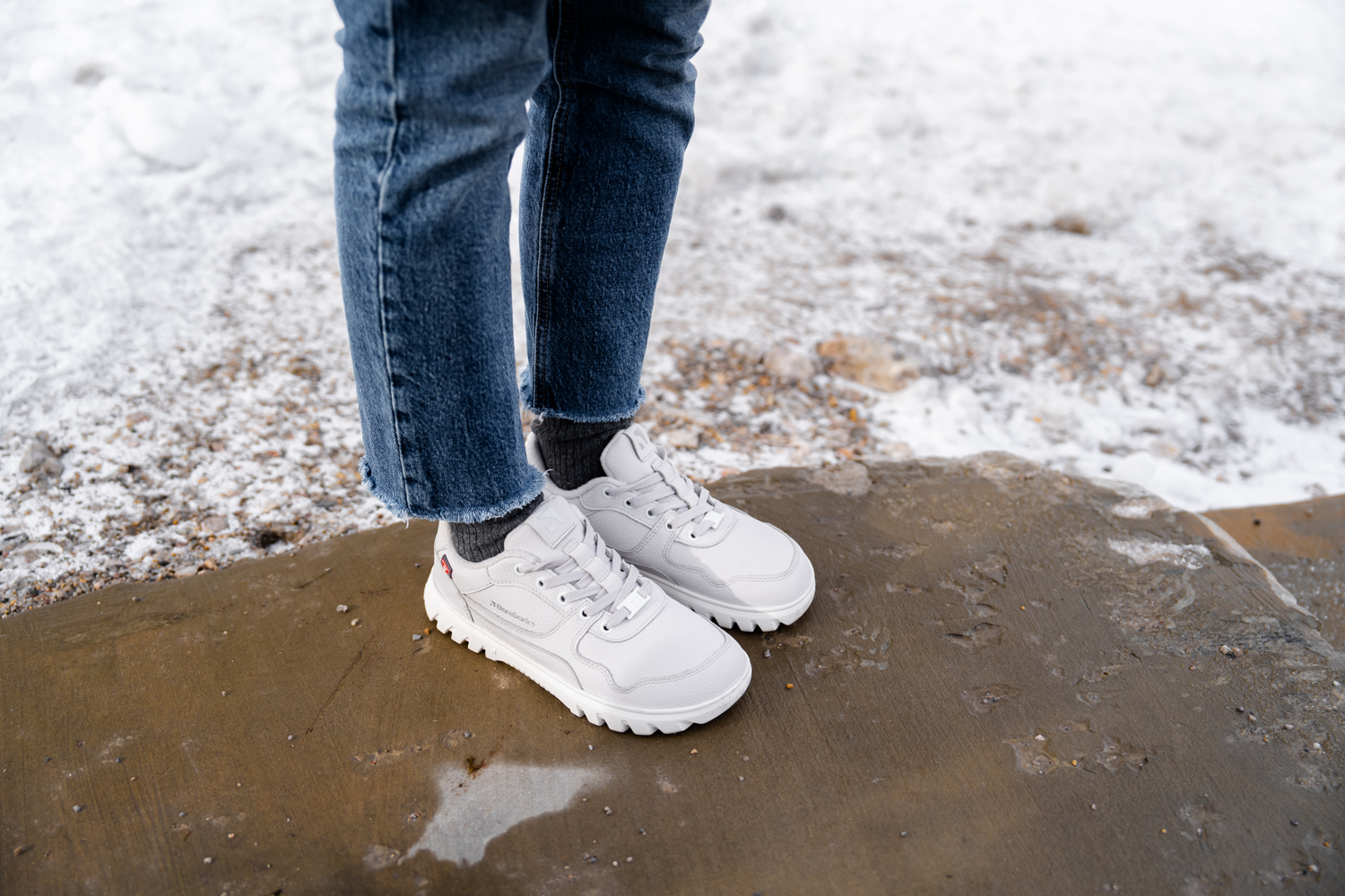 Barefoot Sneakers Barebarics Zing Frost - Light Grey & White.