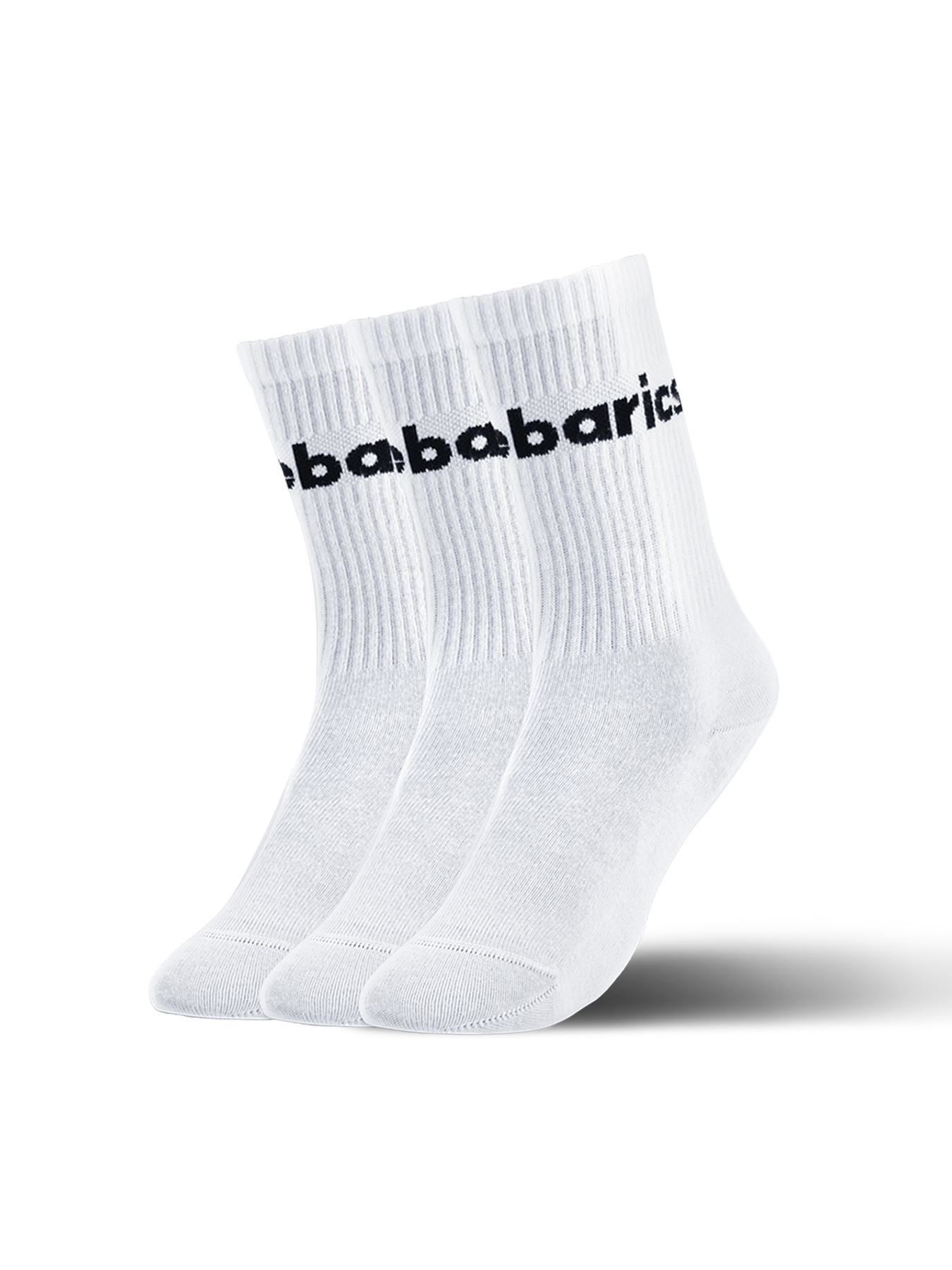 Barebarics - Barefoot calcetines - Crew - White - Big logo - 3 pack